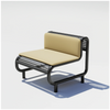 Black outdoor tube lounge seating by Bend Goods with tan cushion, perfect for outdoor relaxation and modern patio decor.