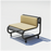 Black outdoor tube lounge seating by Bend Goods with tan cushion, perfect for outdoor relaxation and modern patio decor.