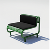 Green outdoor tube lounge by Bend Goods, modern seating with black padded cushion, ideal for outdoor relaxation.