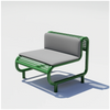 Green outdoor tube lounge by Bend Goods with a matching green cushion, designed for comfortable outdoor seating.