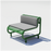 Green outdoor tube lounge by Bend Goods with a matching green cushion, designed for comfortable outdoor seating.