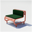 Outdoor Tube Lounge by Bend Goods, green cushioned outdoor seating with a tubular design and metal frame.