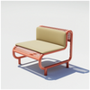 Outdoor Tube Lounge by Bend Goods, tan padded seating with a modern, tubular design, perfect for outdoor relaxation.