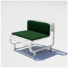 Outdoor Tube Lounge by Bend Goods featuring a white seating frame with green cushions for stylish outdoor relaxation.
