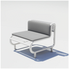 Outdoor Tube Lounge by Bend Goods, green outdoor seating with a modern tubular design on a patio setting.