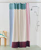 Hay Pivot Shower Curtain hanging in a bathroom, showcasing modern design and fabric material, as part of bathroom accessories.