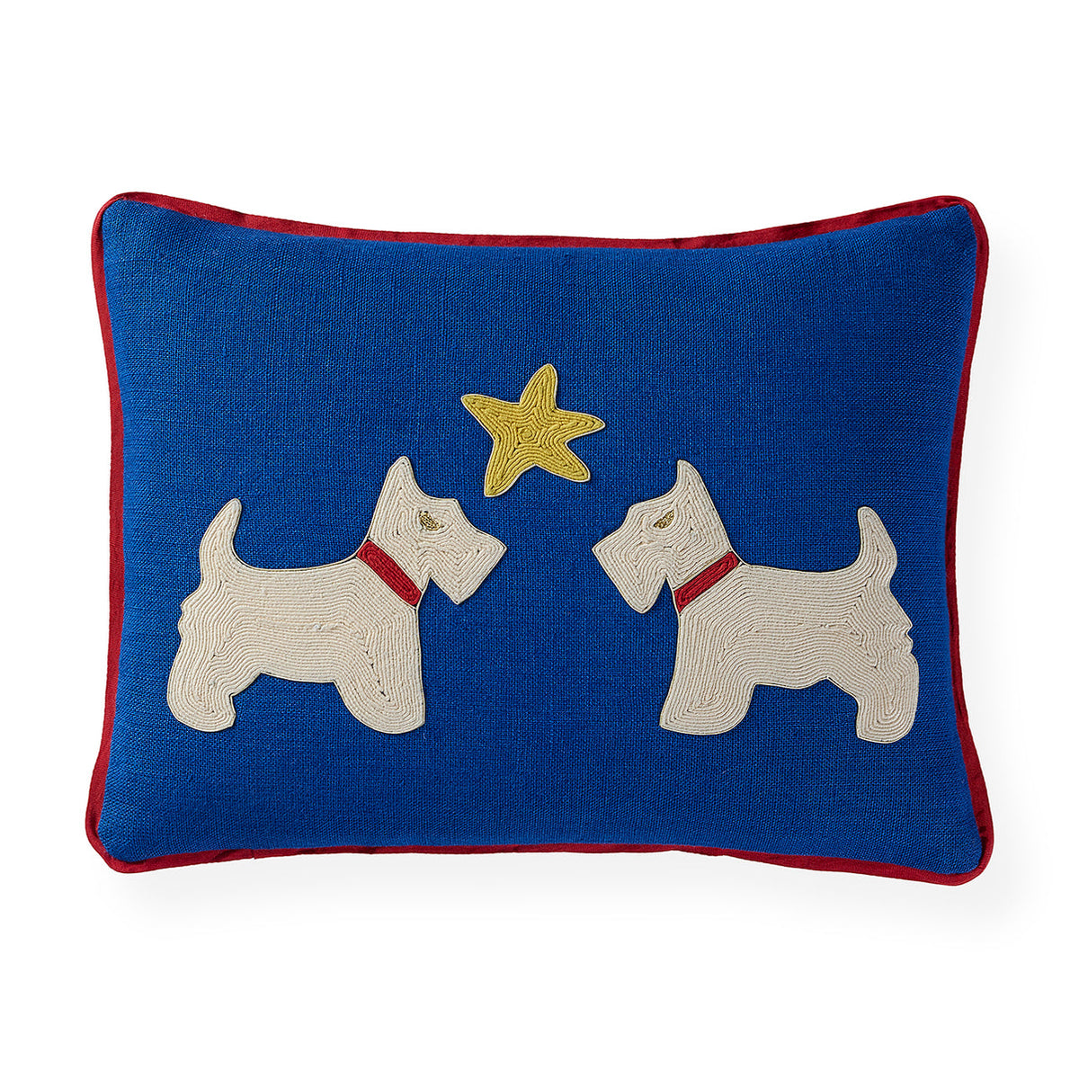 Decorative Playa Schnauzers pillow by Jonathan Adler featuring playful schnauzer illustrations on a vibrant fabric.