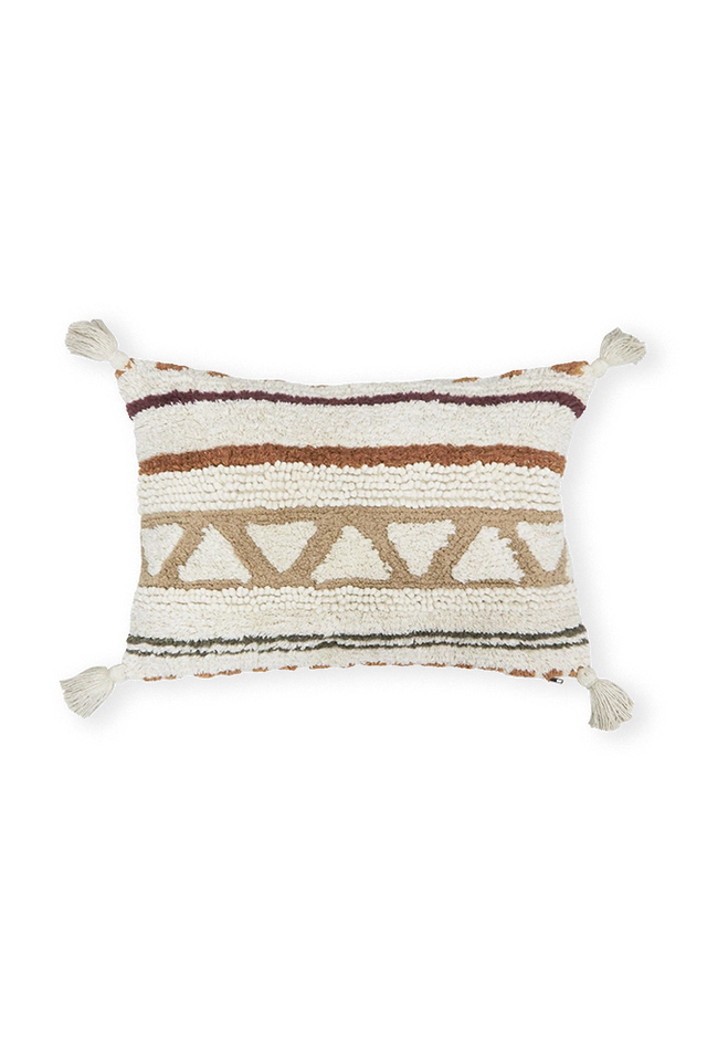 Rectangular Sistan throw pillow by Lorena Canals featuring a colorful, patterned fabric for stylish home accessories.