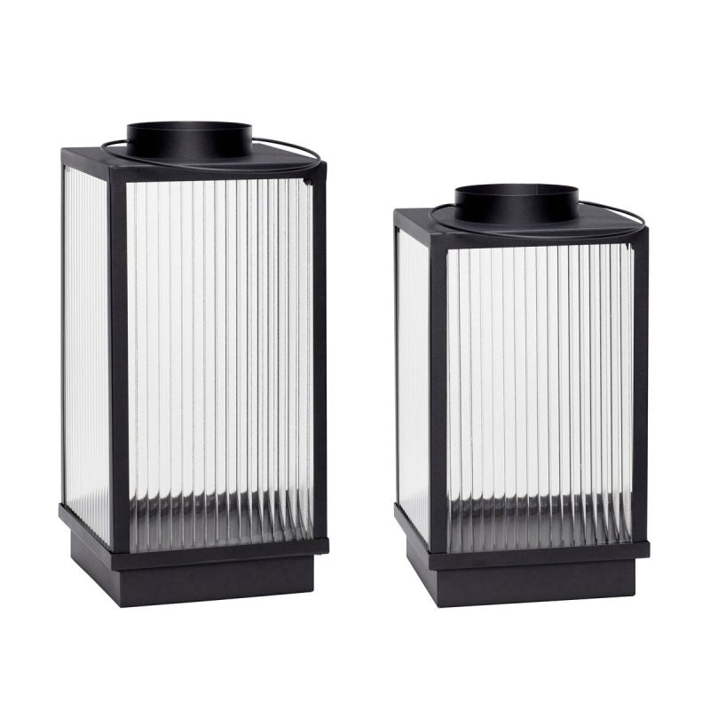 Ripple Lanterns Black (Set of 2) by Hübsch