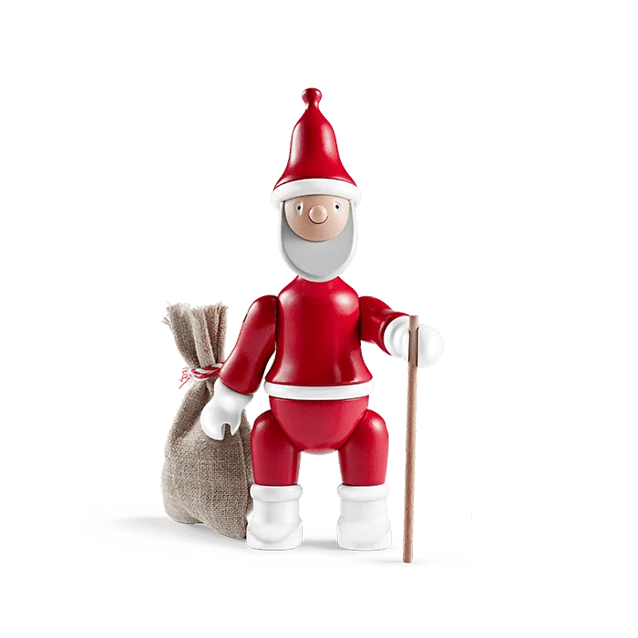 Kay Bojesen Christmas Santa Claus accessory, red and white, 7.7 inches tall, crafted with detailed wooden design.