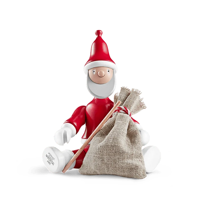 Kay Bojesen Christmas Santa Claus accessory, red and white, 7.7 inches tall, detailed wooden figure for festive decor