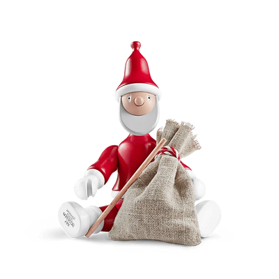 Kay Bojesen Christmas Santa Claus accessory, red and white, 7.7 inches tall, detailed wooden figure for festive decor