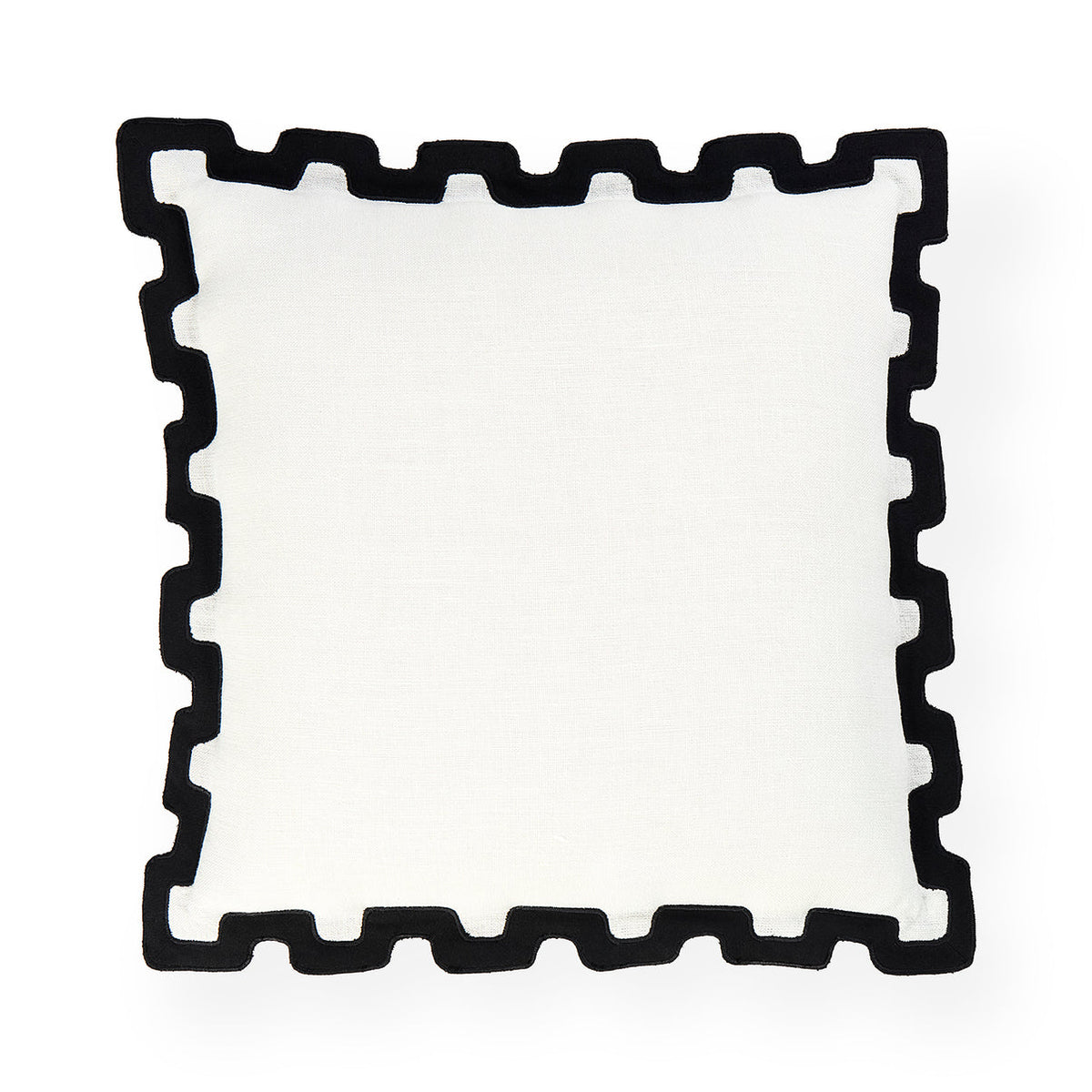 Jonathan Adler Santorini Black Border Pillow showcasing a stylish black and white accessory with a modern border design.