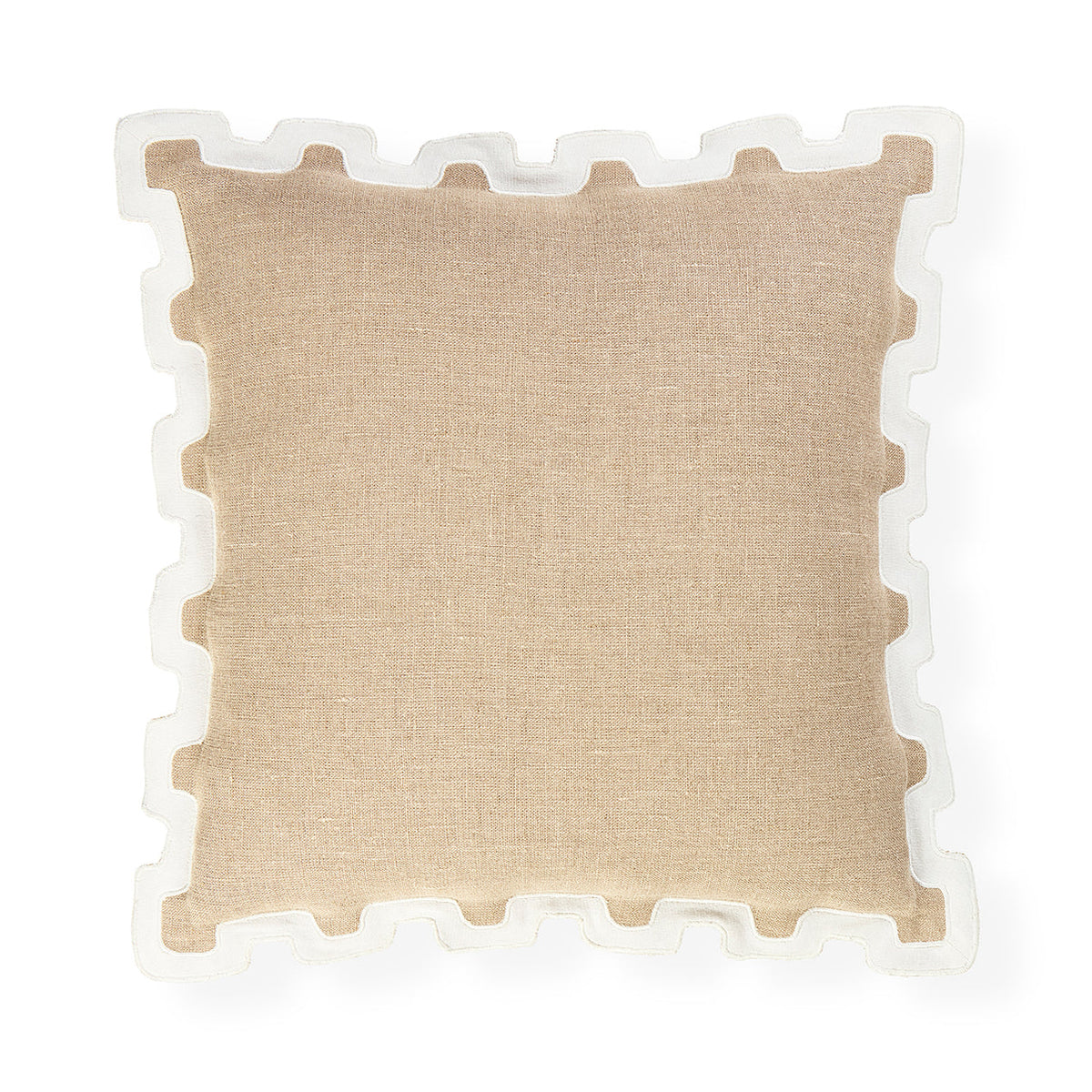 White border pillow from the Santorini collection by Jonathan Adler, showing soft fabric and clean design suitable for home decor.