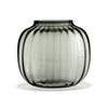 Holmegaard Primula oval vase in smoky glass, 6.9 inches tall, with a smooth, oval shape and elegant design.