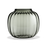 Holmegaard Primula oval vase in smoky glass, 6.9 inches tall, with a smooth, oval shape and elegant design.