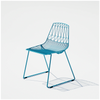 Stacking Lucy seating by Bend Goods, modern molded plastic chair with a sleek design, shown stacked for space-saving storage.