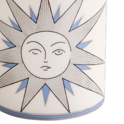 Jonathan Adler Muse Sun Mug, a stylish ceramic accessory with a sun motif, featuring bright yellow and orange colors.