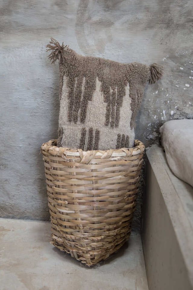 Zagros rectangular throw pillow by Lorena Canals featuring a brown seashell design, ideal as decorative accessories for sofas or beds.
