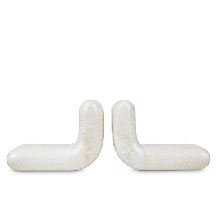 White Stone Bookends by Tom Dixon, modern accessories with smooth, minimalist stone design for stylish book organization.