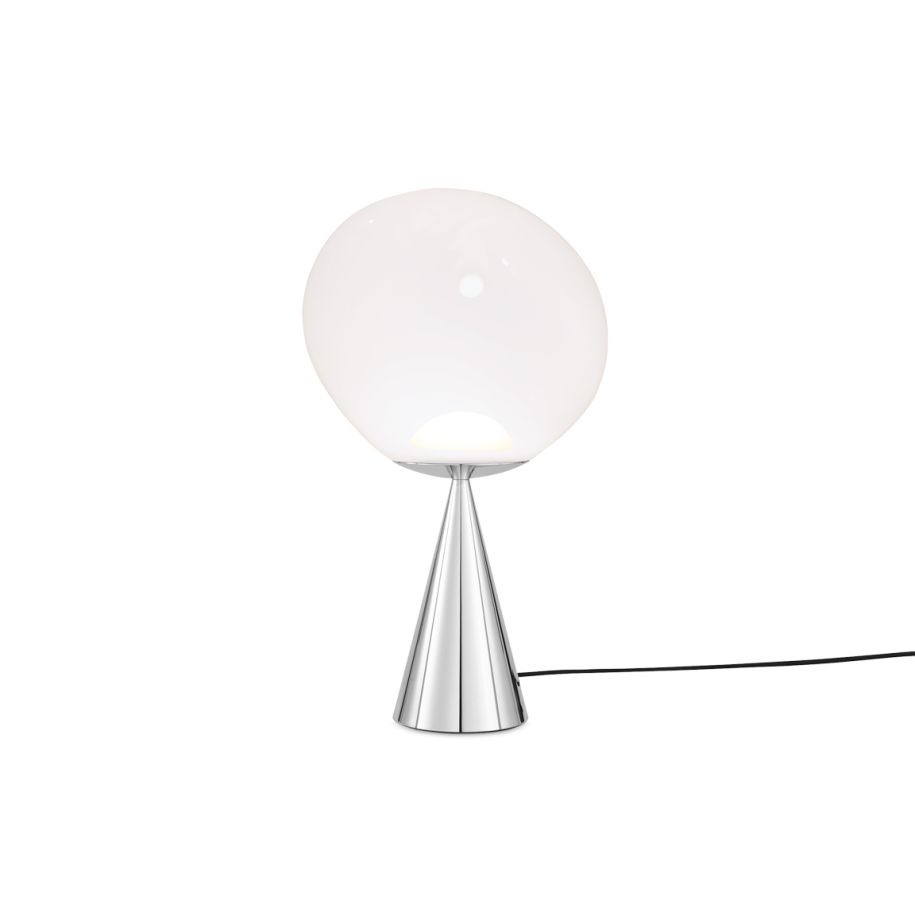 Black Melt Table Light by Tom Dixon, modern lighting fixture with an elegant, sculptural design and smooth surface.