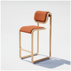 Tan Tube Barstool by Bend Goods with a sleek, modern design and vegan leather seat for stylish seating.