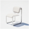 Cream boucle Tube Chair by Bend Goods, modern seating with rounded tubular metal frame and plush fabric upholstery.