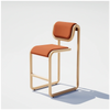 Tan leather Tube Counter Stool by Bend Goods featuring sleek metal legs and modern seating design for kitchen or bar areas.