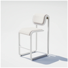 White boucle Tube Counter Stool by Bend Goods, modern seating with sleek metal frame and plush fabric upholstery.