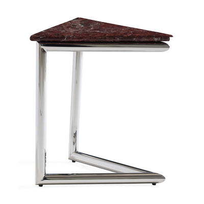 Jonathan Adler Ultra Triangle Accent Table showing a sleek, modern design with a geometric triangle shape in a stylish finish.