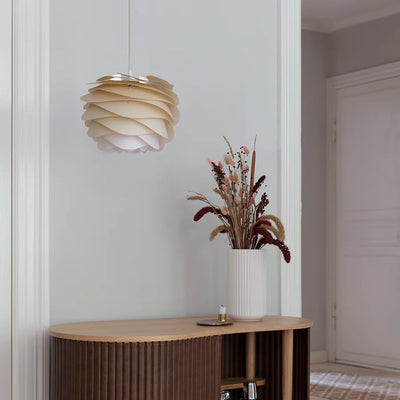 White Carmina lampshade by UMAGE, minimalist lighting fixture with a sleek, modern design for contemporary interiors.
