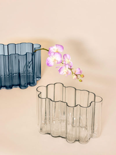 Umber glass vase by Hübsch, minimalist accessories with a clear and rounded design, perfect for modern home decor.