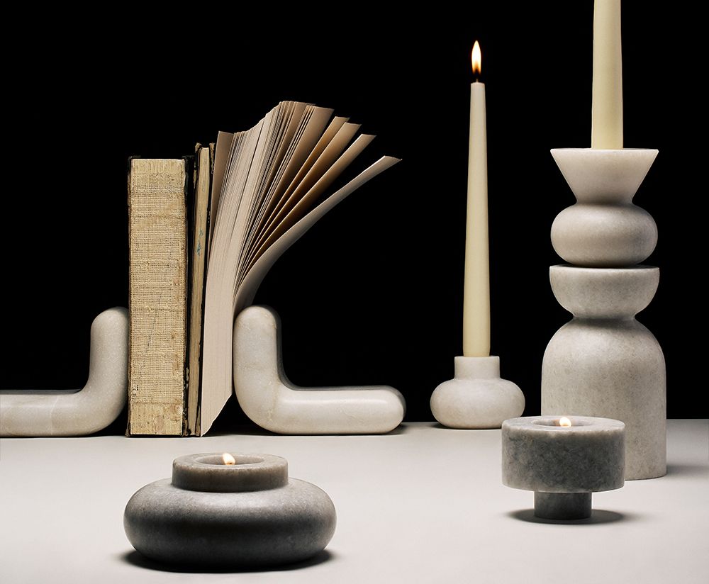 Stone Stacking Candle Holder - White by Tom Dixon