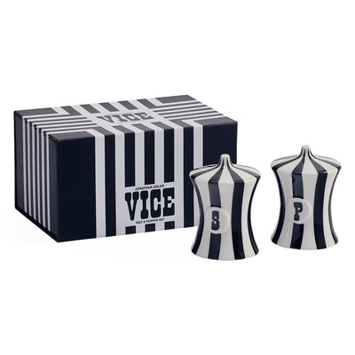 Jonathan Adler Vice salt and pepper set, stylish accessories featuring modern design and glossy ceramic finish.