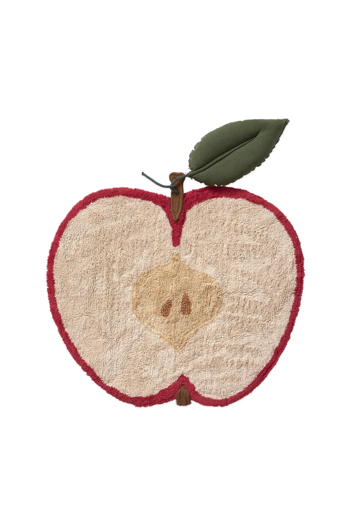 Lorena Canals Apple washable kids rug featuring a colorful apple design on soft fabric.