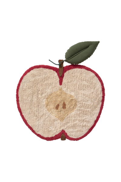Lorena Canals Apple washable kids rug featuring a colorful apple design on soft fabric.