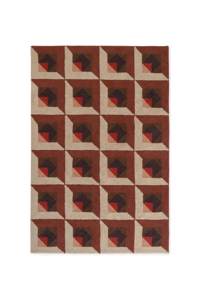 Tessera wool rug by Lorena Canals in red with a geometric design