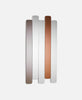 Three Woud Denmark Logs Mirrors in natural wood finish, wall-mounted accessories with a modern, minimalist design.