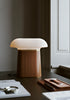 Walnut Nova Table Lamp by Woud Denmark, modern lighting with a sleek wooden base and minimalist design.