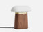 Walnut Nova Table Lamp by Woud Denmark, modern lighting fixture with sleek design and warm wood finish.