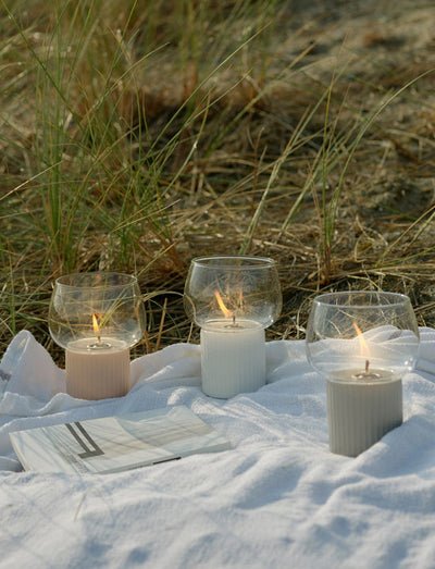 Rig-Tig Hygge Hurricane accessory with glass jar and wooden lid, designed for cozy home decor and ambient lighting.