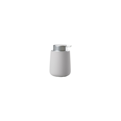 Black Nova soap dispenser by Zone Denmark, modern bathroom accessory with sleek design and pump for liquid soap.