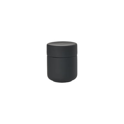 Black Ume jar with lid by Zone Denmark, stylish storage accessory with a sleek design and secure lid.