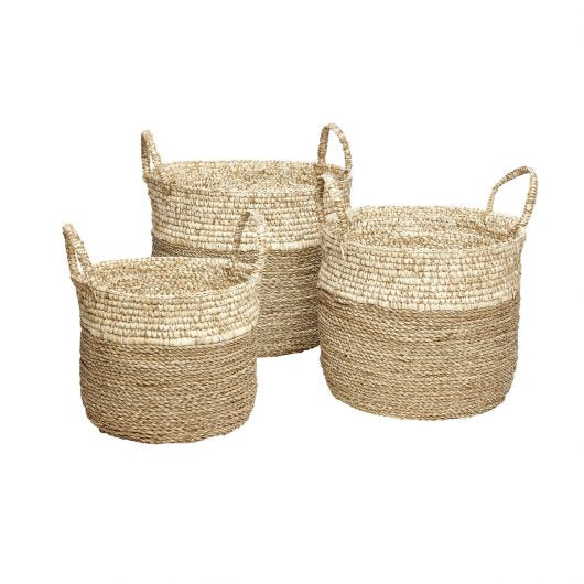 Handy Baskets - Natural, Set of 3 by Hübsch
