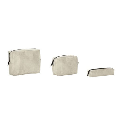 Set of three Hübsch Loving Toiletry Bags featuring stylish, compact accessories for travel and organization.