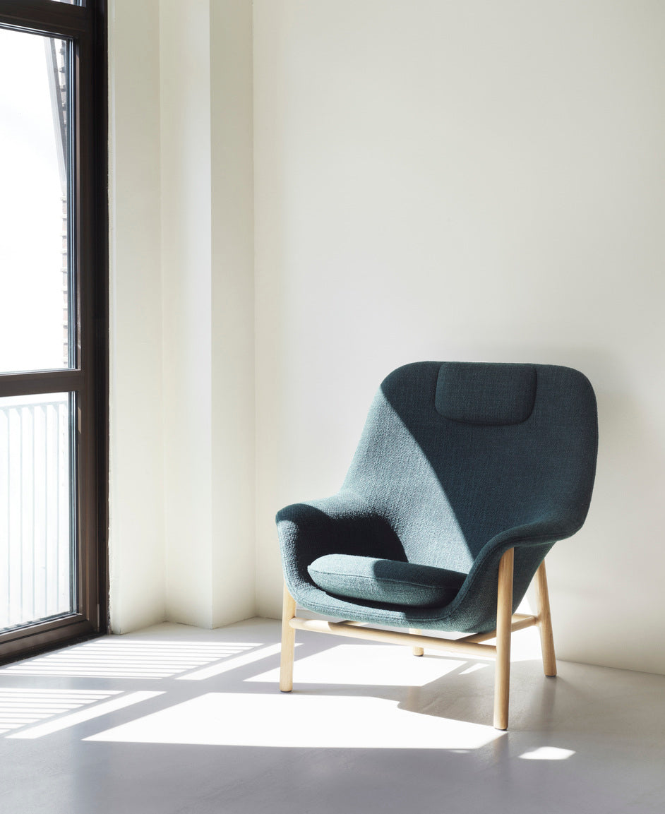 Drape Lounge Chair High W. Headrest Wood by Normann Copenhagen