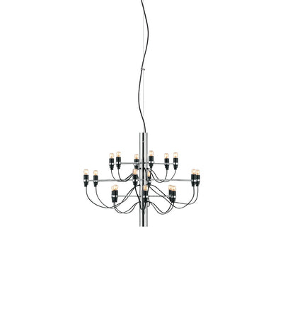 Modern Flos 2097 suspension lighting fixture with sleek metal design, featured in a still life image.