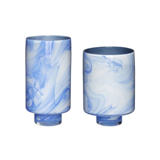 Vases Cloud Bleu/Blanc, Set de 2 par Hübsch