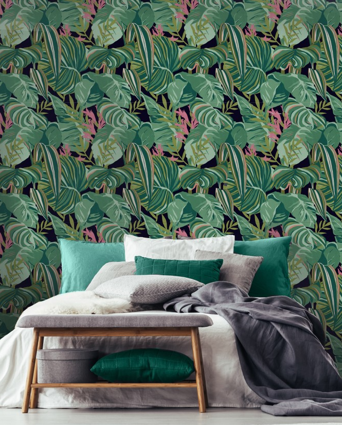 TROPICAL FOLIAGE Anthracite by Mindthegap