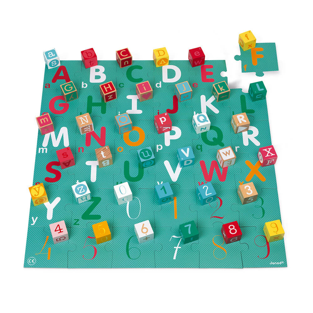 Kubix 40-Cube Set + Letters / Numbers Puzzle by Janod